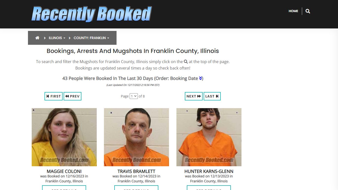 Recent bookings, Arrests, Mugshots in Franklin County, Illinois